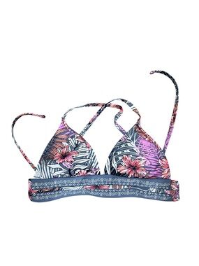 Xhilaration Floral Triangle Bikini Top Women’s Small Halter Swim